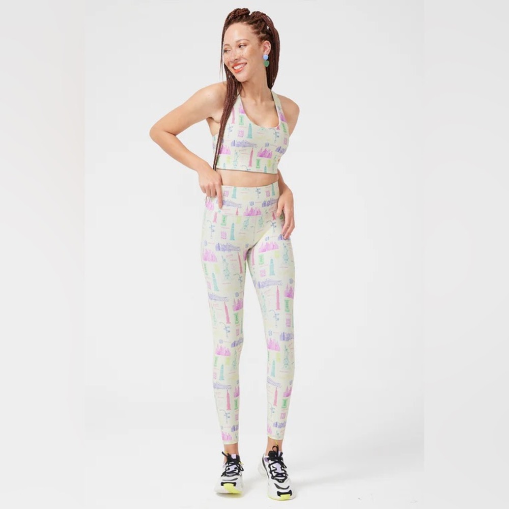 Terez DuoKnit Leggings & Sports Bra Set in NYC Doodle